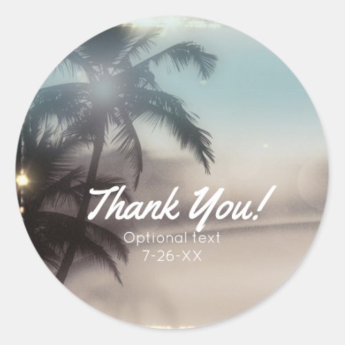 Palm Trees Elegant Tropical Beach Party Favor Classic Round Sticker