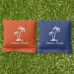 Palm Trees Family Name Customizable  Cornhole Bags
