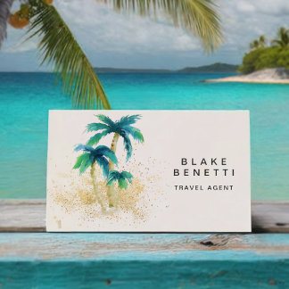Palm Trees Gold Sand Tropical Beach  Business Card