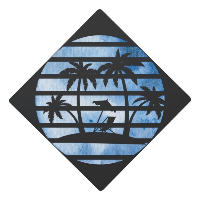 PALM TREES GRADUATION CAP TOPPER (Front)