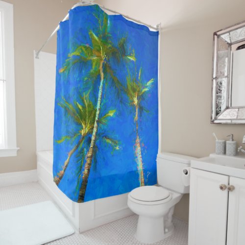 Palm Trees Hawaii Tropical Fine Art Shower Curtain