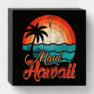 Palm Trees Hawaiian Beach Wooden Box Sign