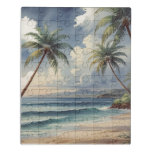 Palm Trees Hawaiian Travel Honolulu Blue Sea Jigsaw Puzzle