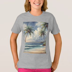 Palm Trees Hawaiian Travel Honolulu Blue Sea T-Shirt