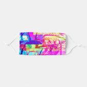 Palm Trees Hot Pink Blues Tropical Plants Adult Cloth Face Mask (Front, Folded)