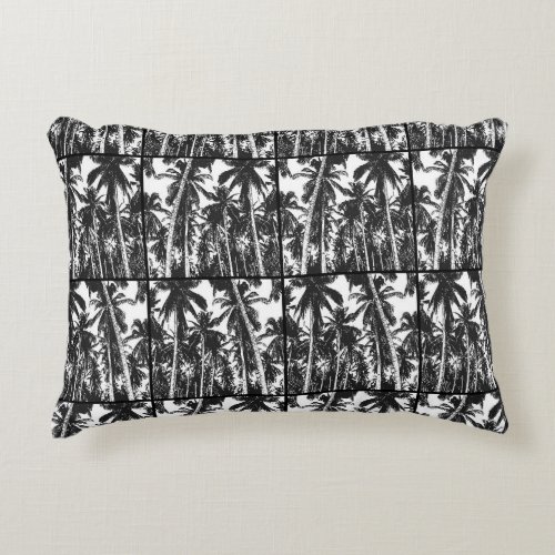 Palm Trees in a Black and White Silhouette Effect Accent Pillow