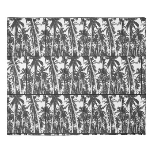 Palm Trees in a Black and White Silhouette Effect  Duvet Cover