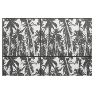 Palm Trees in a Black and White Silhouette Effect Fabric