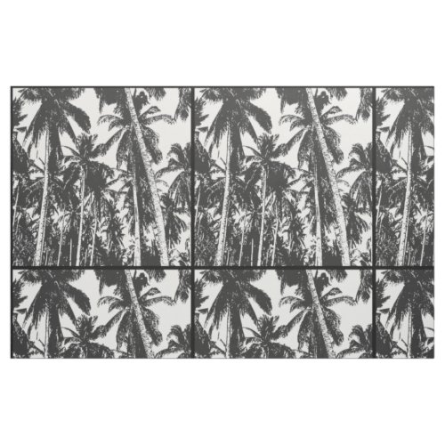 Palm Trees in a Black and White Silhouette Effect  Fabric