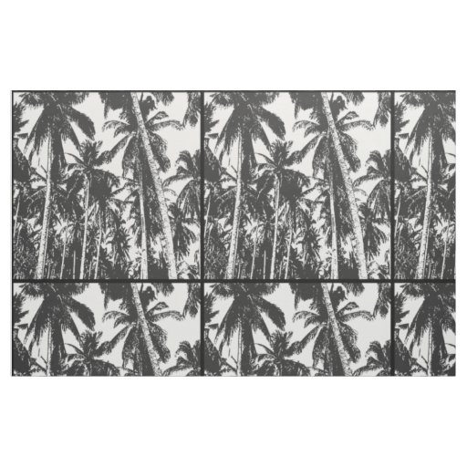 Palm Trees in a Black and White Silhouette Effect  Fabric