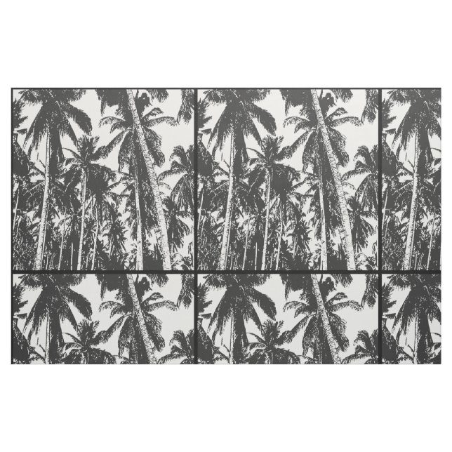 Palm Trees in a Black and White Silhouette Effect  Fabric (Fat Quarter)