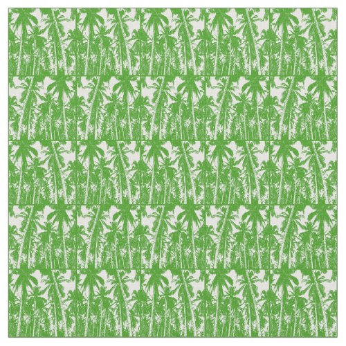 Palm Trees in a Green and White Silhouette Effect Fabric