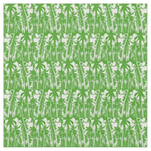Palm Trees in a Green and White Silhouette Effect Fabric