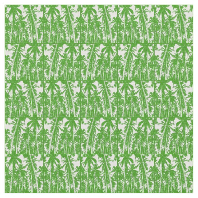 Palm Trees in a Green and White Silhouette Effect Fabric (Close Up)