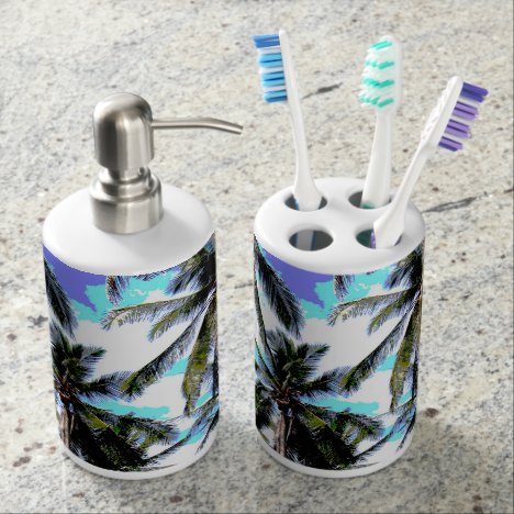 Palm Trees in a Posterised Design Bathroom Set