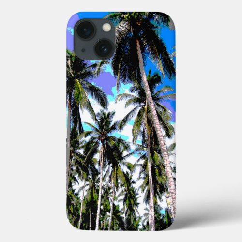 Palm Trees in a Posterised Design iPhone 13 Case