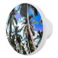 Palm Trees in a Posterised Design Ceramic Knob