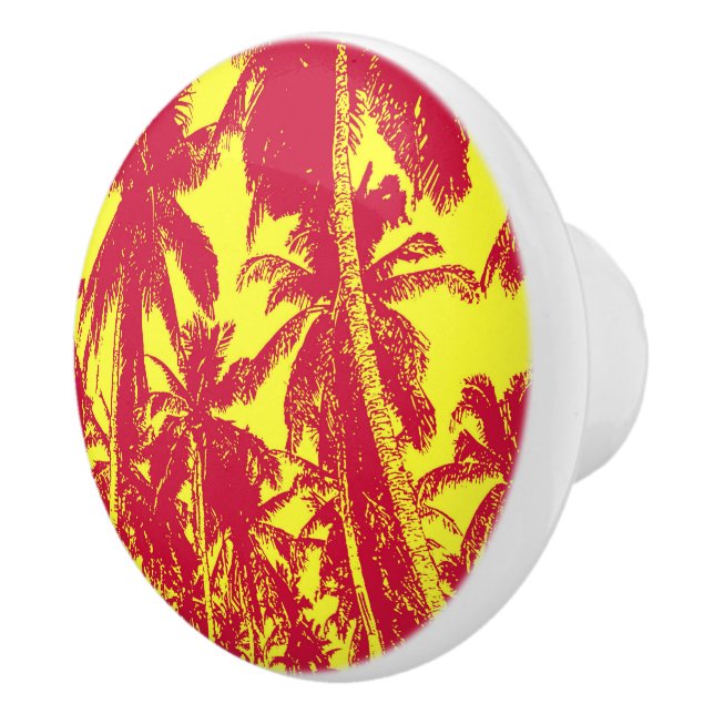 Palm Trees in a Posterised Design Ceramic Knob (Right)