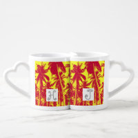 Palm Trees in a Posterised Design Coffee Mug Set