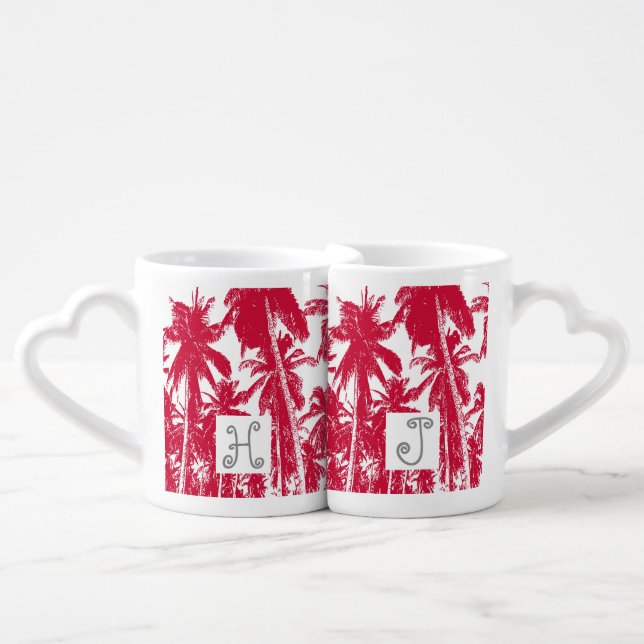 Palm Trees in a Posterised Design Coffee Mug Set (Front Nesting)