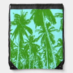 Palm Trees in a Posterised Design Drawstring Bag