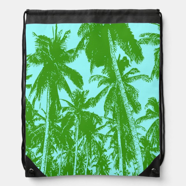Palm Trees in a Posterised Design Drawstring Bag (Front)