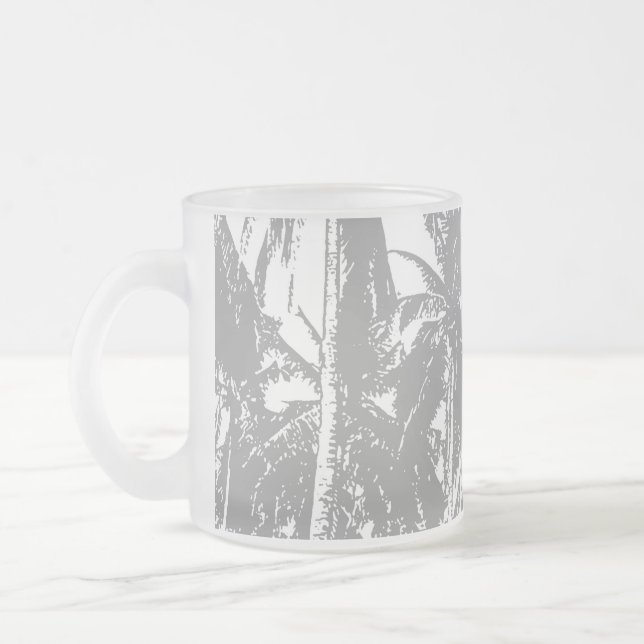 Palm Trees in a Posterised Design Frosted Glass Coffee Mug (Left)
