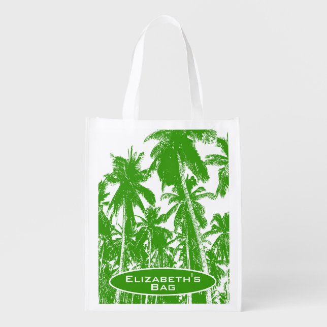 Palm Trees in a Posterised Design Grocery Bag (Front)