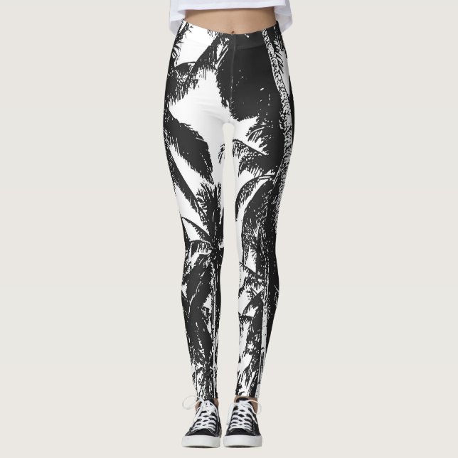 Palm Trees in a Posterised Design Leggings (Front)