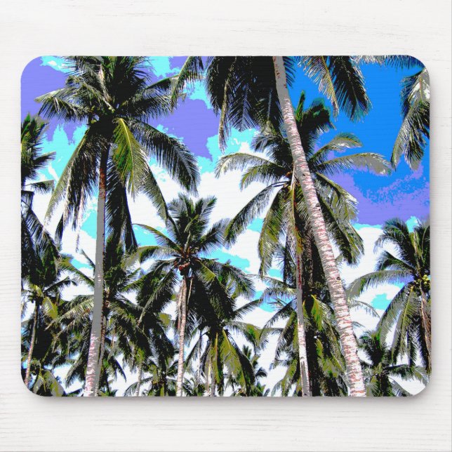 Palm Trees in a Posterised Design Mouse Pad (Front)