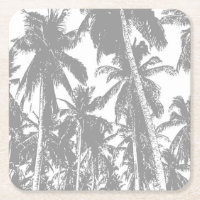 Palm Trees in a Posterized Design Square Paper Coaster