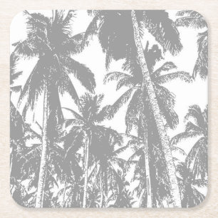 Palm Trees in a Posterized Design Square Paper Coaster