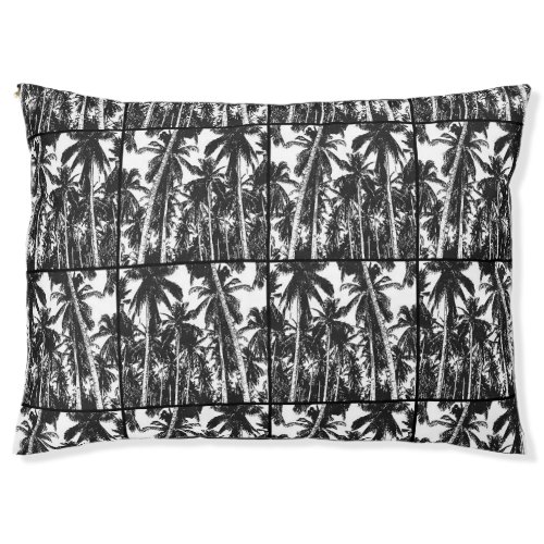 Palm Trees in Black and White Silhouette Effect Pet Bed