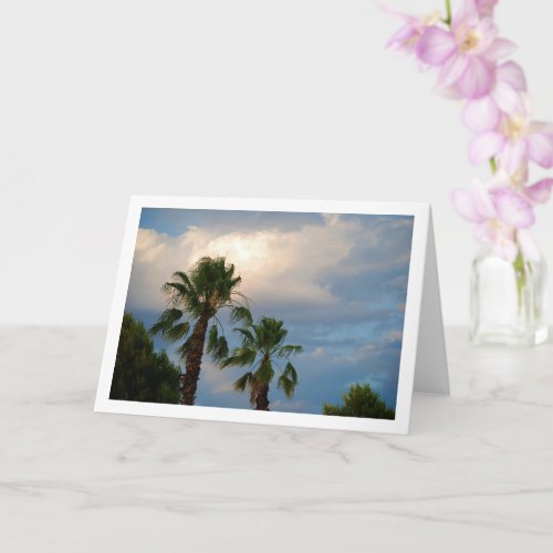 Palm trees in Blue Sky Portrait Card