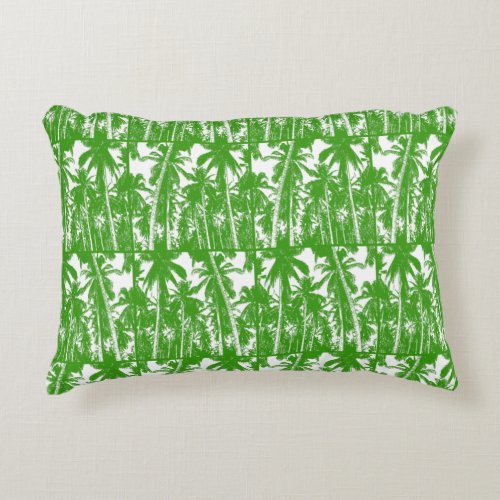 Palm Trees in Green and White Silhouette Effect Accent Pillow