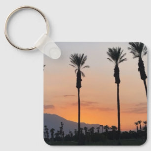 Palm Trees in Orange Sunset Oceanside California Keychain
