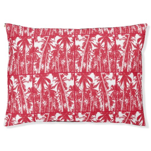 Palm Trees in Red and White Silhouette Effect Pet Bed