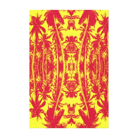 Palm Trees in Red and Yellow Canvas Print
