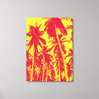Palm Trees in Red and Yellow Canvas Print