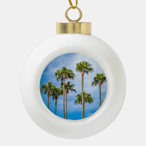 Palm Trees in San Diego California Ceramic Ball Christmas Ornament