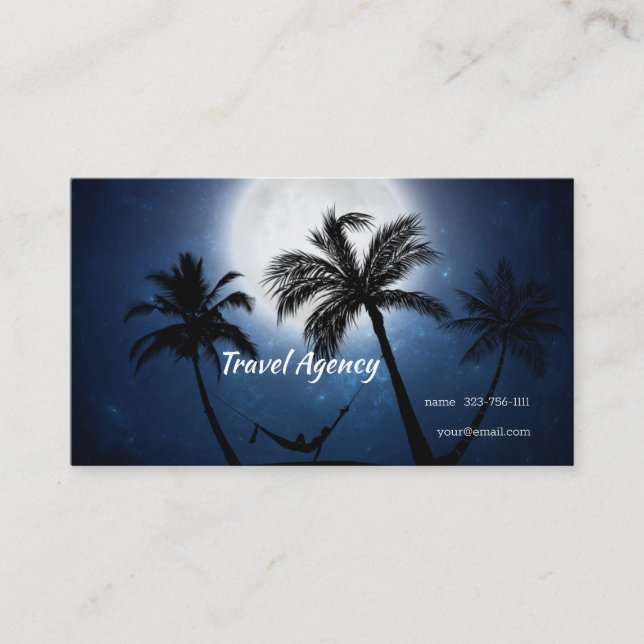 Palm trees in the moonlight business card (Front)