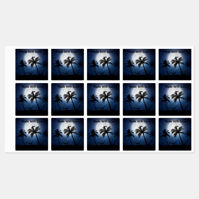 Palm trees in the moonlight labels (Sheet)