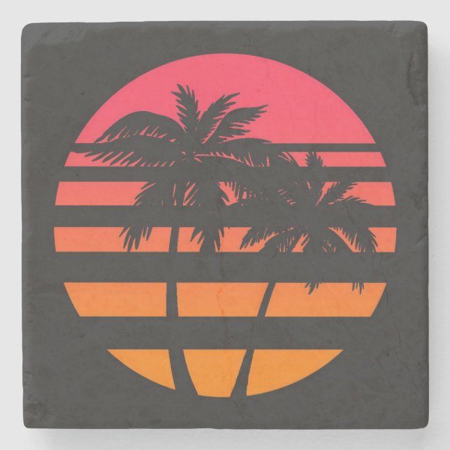 Palm Trees in the Sun Stone Coaster (Front)