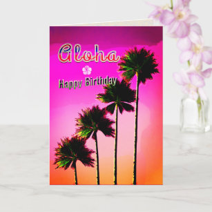 Palm Trees in the Sunset Birthday Card