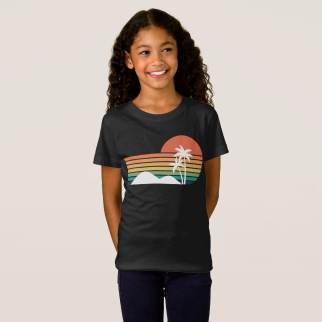 Palm trees in the sunset Cool Beach design T-Shirt (Front Full)