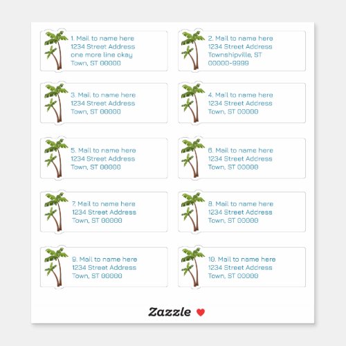 Palm Trees Individual Address Mailing Labels