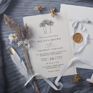 Palm Trees Minimalist Destination Elegant Wedding Invitation