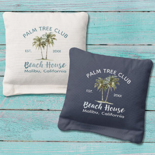 Palm Trees Modern Beach House Cornhole Bags