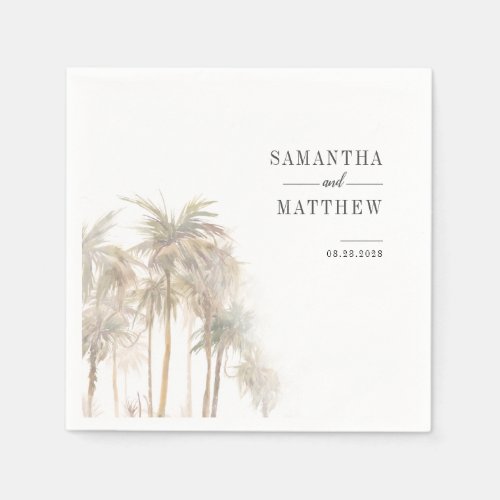 Palm Trees Modern Minimalist Wedding Napkins