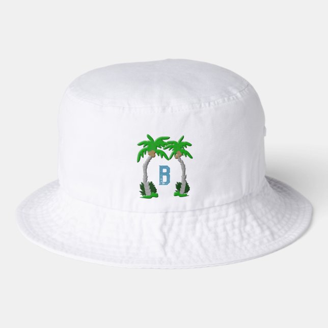 Palm Trees Monogram  Bucket Hat (Front)